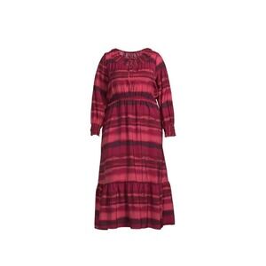 Terra & Sky Dress Peasant Tiered Long Sleeve‎ Maxi Tuscan Rose Plus 2X Nwt